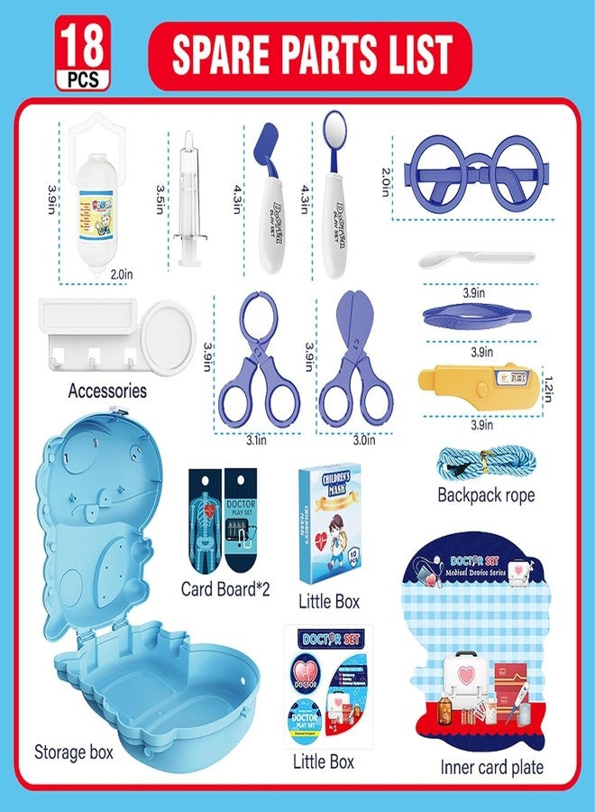 BeFunky مجموعة بي فانكي الطبية للأطفال الصغار من عمر سنتين إلى سبع سنوات - مجموعة لعب طبية للأطفال على شكل ديناصور مكونة من 18 قطعة، مجموعة أدوات طبية للعب التخيلي في مرحلة ما قبل المدرسة مع حقيبة حمل، ألعاب للأطفال من عمر سنتين إلى سبع سنوات، هدايا للأولاد والبنات للعب الأدوار - Image 2